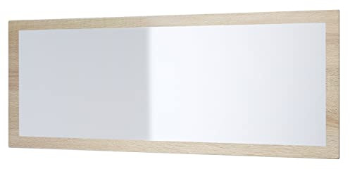 Vladon Spiegel Lima, Wandspiegel mit Rahmen im modernen Stil, Eiche sägerau (139 x 55 cm)