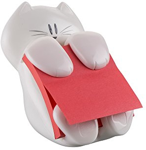 Post-it Dévidoir, Forme Chat avec 1 Bloc de Post-it Z-Notes 90 Feuilles, 76 mm x 76 mm, Couleur Rose - Utilisation Facile d'une Seule main