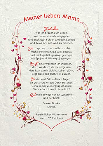 Die Staffelei Geschenkkarte Meine liebe Mama Urkunde A4 (21cm x 29,7cm) | Witziges Gedicht auf hochwertigem Papier / besondere Geschenkidee für die Mama