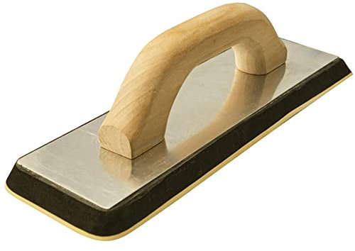 Dapetz ® Grout Float EVA Foam Float Sponge Pad on Rubber Base With Polished Aluminum Back, Tile Grouting Float Wooden Grip Handle, Suitable for Professional or Domestic Use 305 x 100mm