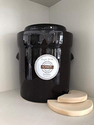 MS-Steinzeug Gärtopf, Sauerkrauttopf 30 Ltr. + Beschwerungssteine braun Milchsäuregärung Einmachtopf ideal für Vegetarier gesunde Ernährung Fermentation