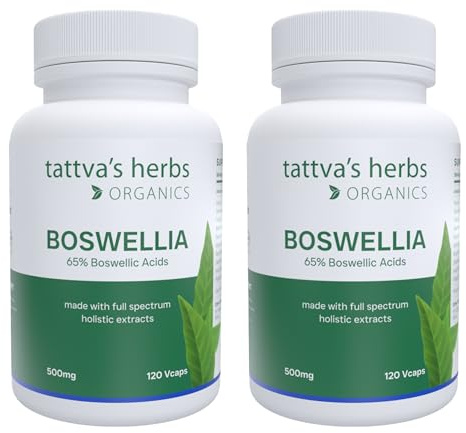 Tattva's Herbs Boswellia Serrata Supplement, Boswellia Extract Capsules, Joint Support Supplement, CO2 Extract, Boswellia Complex Powder, 2-Pack, 240 Count, 500 mg - 25 Years of Premium Service