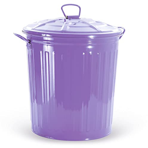VERDELOOK Bidone per rifiuti con Coperchio, Viola, capienza 35 Litri, Cestino pattumiera immondizia Spazzatura