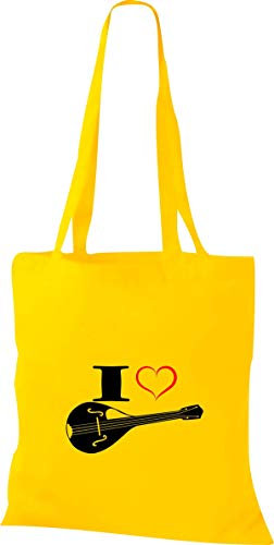 Shirtstown Pochette en tissu Musique I Love Mandoline - Jaune - jaune,