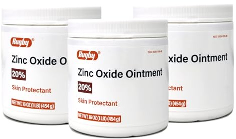 Rugby Zinc Oxide Ointment Skin Protectant - 20% - 16 Oz (1lb) (454 g) - 3 Pack