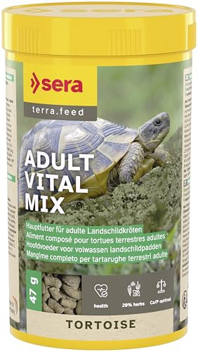 sera Tortoise Adult Vital Mix 250ml (47g) | Hauptfutter für Landschildkröten & Herbivore Reptilien | Pflanzliches Schildkrötenfutter | 20 % Kräuter | Schildkröten Zubehör | Schildkröten Futter
