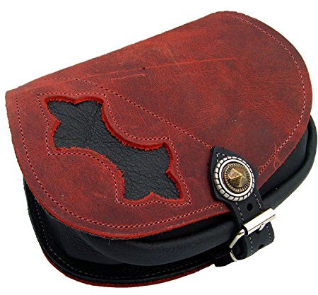 Leder Gürteltasche Farbe Rot Applikation schwarz