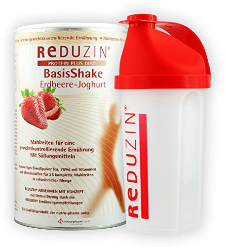 Reduzin Diät BasisShake verschiedene Sorten BCM inkl. praktischem 500ml Shaker (BasisShake Erdbeer-Joghurt, Shaker)