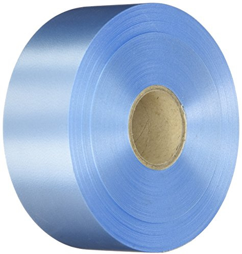 Geschenkband Ringelband 50mm x 100m wasserfest - 30 FARBEN in 5/10/19/31/50mm - Dekoband aus Kunststoff - Polyband Schleifenband zum Basteln - Hellblau