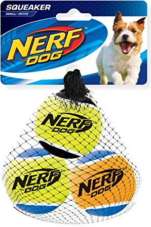 Nerf Dog Hundespielzeug Tennisbälle mit Quietscher, 5cm, 3er Pack