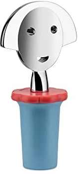 Alessi ANNA STOP 2 Flaschenverschluß aus EVA, azur und verchromtem Zamak, 4cm, Blau