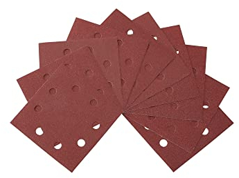 DEWALT Schleifpapier (Klettfix 115 x 115 mm, K60, gelocht (8 Loch ringförmig), Mehrzweck-Holz/Farbe - Trockenschliff) DT3021-QZ rot