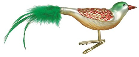 Old World Christmas Christmas Bird Glass Blown Ornament for Christmas Tree, Handcrafted Holiday Decoration, Bird Watcher Clip Collection