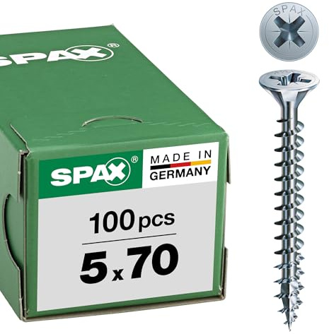 SPAX Schrauben Senkkopf-Z, galv. Verzinkt, 100 Stück, Legierter Stahl, Blank Verzinkt, 5,0 x 70 mm