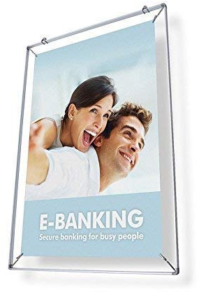 net-xpress Spannrahmen DIN A1 Posterrahmen Alu silber – Plakatrahmen für Schaufenster & Werbung – leichter Posterhalter mit Aufhängung – Rahmen DIN A1 aus Aluminium für Innenbereiche