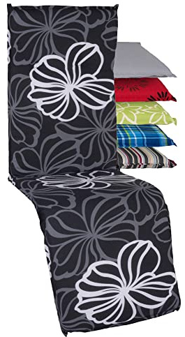 Beo Relaxstuhl Kissen Gartenstuhlauflage Silber graue Blüten Hintergrund anthrazit ca. 175 x 48 cm
