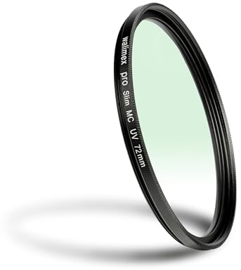 Walimex pro UV-Filter Slim MC 72mm - Schutz vor UV-Strahlen und Verschmutzung, Hochwertige Mehrschichtvergütung, mit äußerst dünner, gering auftragender Metallfassung, Inkl. Schutzhülle