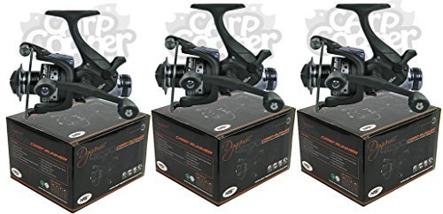 3x Karpfen Angeln Baitrunner Rolle mit Twin Griff und 10Kugellager + Ersatzspule
