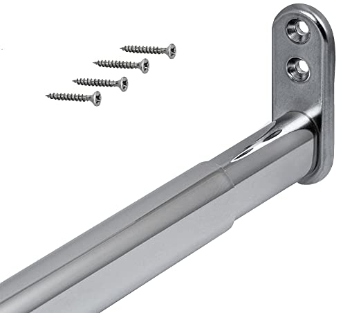 Gedotec Bastone Appendiabiti | TELEMAGIC OVALE | Acciaio 22 x 15 mm | 1 Set | Argento Cromato Lucido | Asta Telescopica Estensibile 900-1100 mm | Tubo flessibile telescopico per armadio