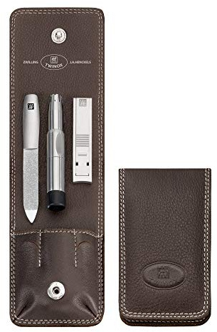 ZWILLING TWINOX Maniküreset 3-teilig, Edelstahl, Echtes Nappaleder mit Druckknopf, Braun 97371-007-0