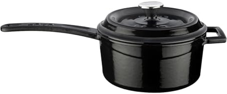 Lava Cookware LV y SOS 16 K2 Integral, Asas de Metal, cazo de 16 cm de diámetro, Hierro Fundido, Color Negro