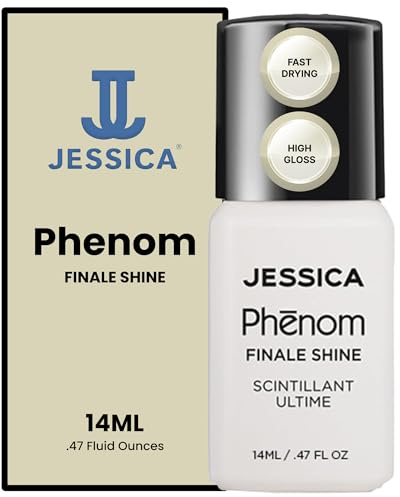 JESSICA Phenom Finale Shine Top Coat Nail Polish, High Gloss Finish, Long Lasting, Clear, 14ml