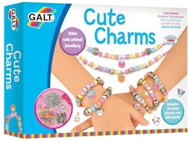 Galt Cute Charms - Creative Cases Necklace and Bracelet Making Kit - 300Plus Colourful Cute Animal Charms and Beads -Fun Craft Kits for Kids,Childrens Jewellery Making Activity Set - Ages 7 Years Plus