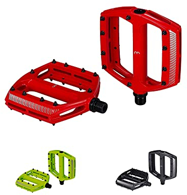 BBB CyclingCoolRideFahrrad Pedale|Große Plattform in Schwarz,Rot,Gelb und Grün|Alu-Pedalkörper|Auswechselbare Grip-Pins, 10 Stück pro Seite