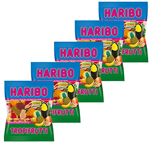 Haribo Tropifrutti, 5er Pack, Gummibärchen, Weingummi, Fruchtgummi, Im Beutel, Tüte