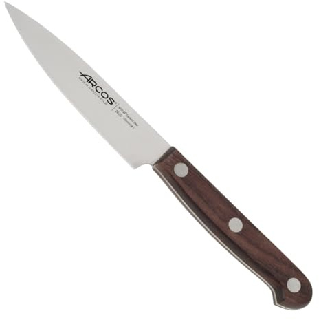 Arcos Coltello per Sbucciare in Acciaio Inossidabile Nitrum, per Frutta e Verdura, Manico in Legno di Palissandro, Lama 100 mm, Marrone, Serie Atlántico