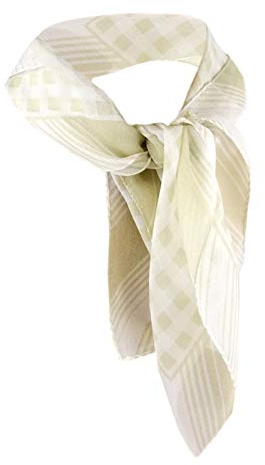 TigerTie Nickituch Chiffon beige weissgrau mit Karomuster - Gr. 50 x 50 cm - Tuch Halstuch