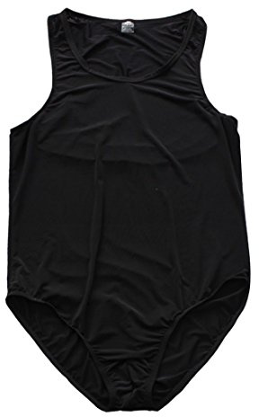 FEESHOW Men's One-Piece High Cut Wrestling Singlet Leotard Bodysuit Bikini Underwear Black XL
