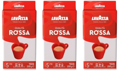 Lavazza Qualita Rossa, Café moulu, convient aussi pour French Press, Lot de 3, 3 x 250g