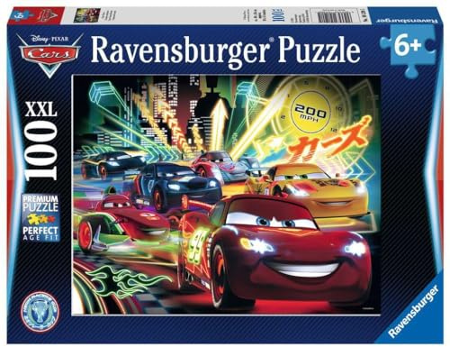 Ravensburger Puzzle Disney Cars Neon - 100 XXL Teile Puzzle ab 6 Jahre | 100 XXL Teile Disney / Pixar Cars Puzzle, Kinderpuzzle ab 6 Jahre, Ravensburger Qualität