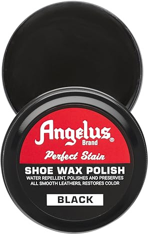 Angelus Perfect Stain Shoe Wax Polish, Professional Shoe Polish Solid Paste Wax For Leather Shoes & Boots, 3 fl oz, Black