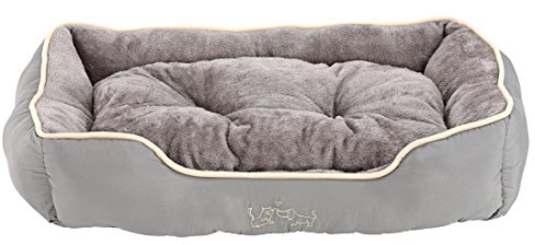Dehner Lieblinge Hundebett und Katzenbett Sammy, ca. 90 x 70 x 20 cm, Polyester, grau | waschbares Tierbett, Polyester, auch als Katzenbett nutzbar