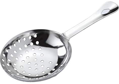 Beaumont Julep Strainer Stainless Steel, Rounded Shape, Perforations for Easy Pouring, Dishwasher Safe, 160mm Length, 43.5g Weight, for Cocktail Bars | Rounded shape with fine perforations ensures easy pouring and catches ice shards, tailored for busy commercial cocktail bars.