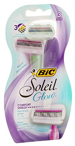 BIC Soleil Glow Rasierer - Schwarz, Zeitgenössisch, Gummi - Frauen, Damen - 3 Klingen, Empfindlich