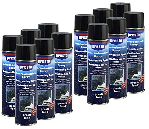 12x 500ml Presto Unterbodenschutz UBS Bitumen schwarz Steinschlagschutz Unterboden Steinschlag Schutz Spray Dose