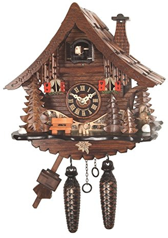 Engstler Orologio a cucù casa della foresta nera al quarzo nuovo tegole legno Foresta Nera CLOCKVILLA HETTICH orologi