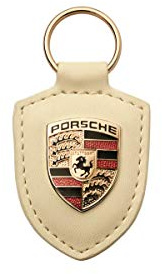 Porsche Schlüsselanhänger BEIGE Leder mit Wappen WAP0500960E