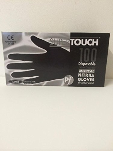 100 x starke Einweg-Handschuhe, Größe: L, schwarz, Nitril, latexfrei, für Tätowierer, Künstler, Friseure, Gartenarbeit, Dekorateure, Kosmetikerinnen