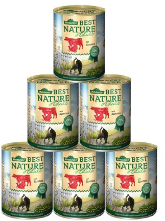 Dehner Best Nature Katzenfutter Adult, Rind und Pute mit Karotten, 6 x 400 g (2.4 kg)