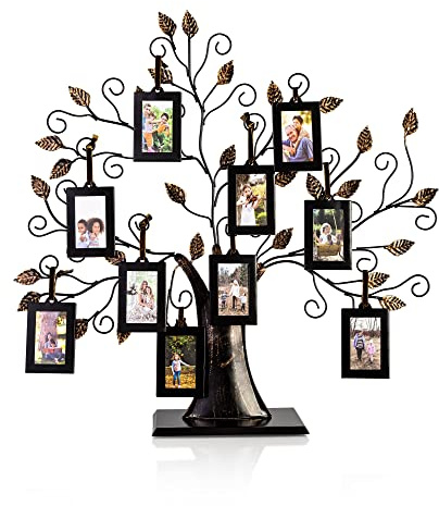 Klikel Pantalla Árbol Genealógico Marco con 10 Marcos de Fotos para Colgar