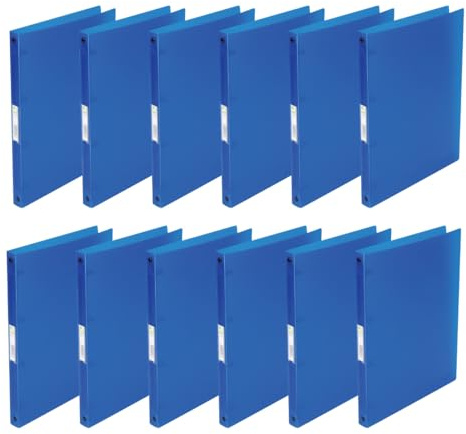Q-Connect KF02918 Ring Binder/Pack of 12 / A4 4-Ring 16 mm/Colour: Blue Transparent/Made of Strong Translucent PP Film / 22 mm Spine/Ring Binder Plastic/Ring Binder Slim Thin Folder