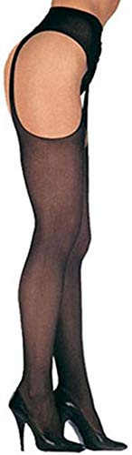 Leg Avenue Damen Strumpfhalter Strumpfhose 20 DEN Nylon Schwarz Offener Zwickel Einheitsgröße 36 bis 40