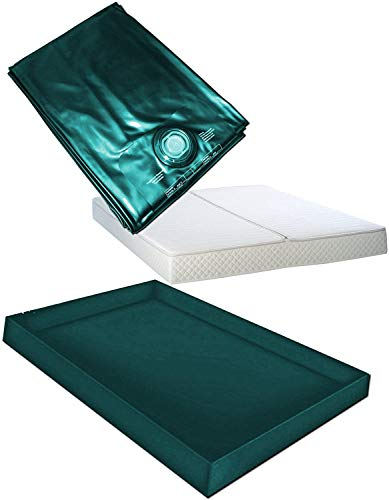Hardside Wasserbetten Wasserkern Wasserbettmatratze Wasserbett Matratze Mono UNO + Sicherheitswanne Auslaufwanne Wanne Standup Liner + Bezug Auflage Rundumbezug (183 x 213 cm F3 (Kingsize))