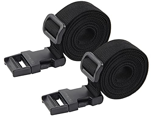 Wisdompro Bagageremmar, 2-pack kraftiga verktygsband justerbar för backpacking, camping, vandring, sovsäckskompression, resväskor med snabbfrigörande spänne – 172 cm, svart