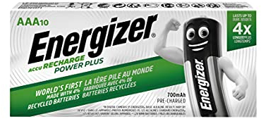 Energizer Battery Rechargeable Advanced NiMH Capacity 700 mAh LR03 1.2V AAA Ref 634355 [Pack 10]