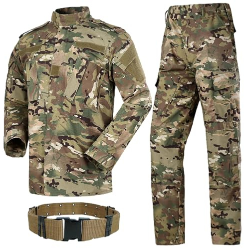 HANSTRONG GEAR H World Shopping Militärischer taktischer Herren-Jagd-Kampfanzug, BDU-Anzug, Hemd und Hose mit Gürtel